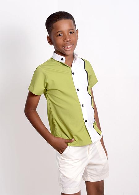 CASUAL SET WITH SHORTS AND HIGH NECK SHIRT